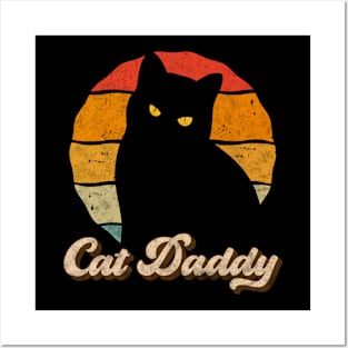 Cat Daddy Vintage Style Cats Dad Father Retro Distressed Men Posters and Art